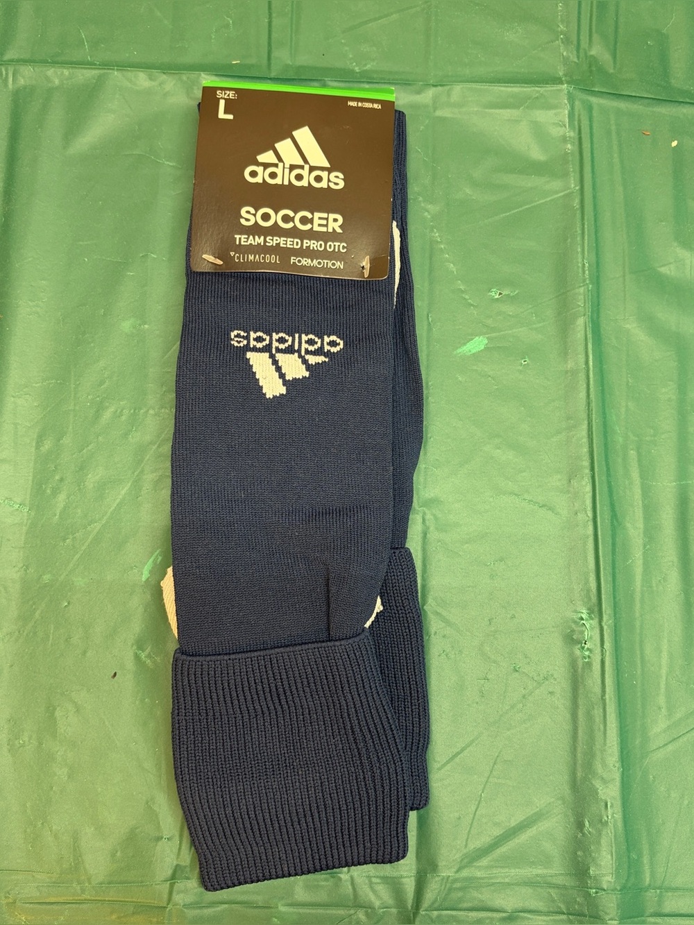 Adidas Soccer Team Speed Pro OTC Sock Mens LARGE L Team Navy Blue Aeroready